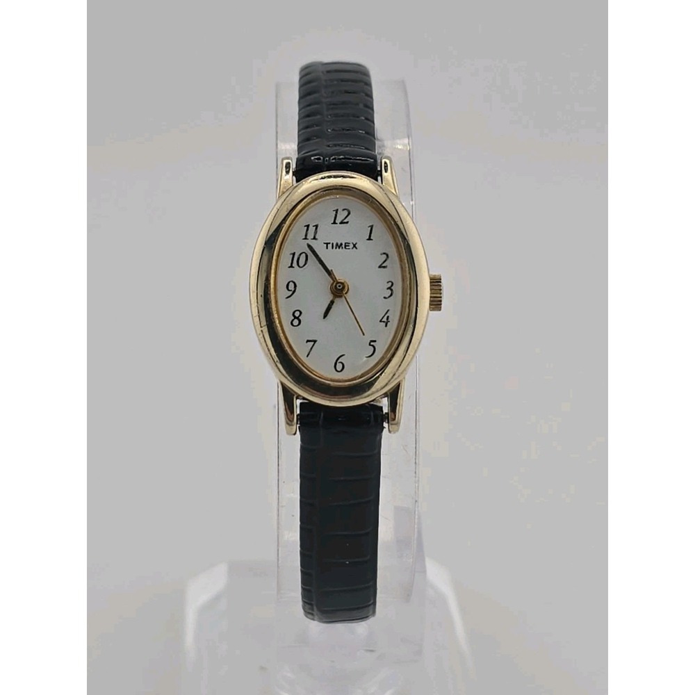Timex Womens Watch 18mm Gold Tone Oval - New Battery & Strap